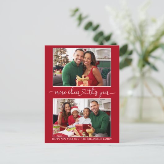 Kalligrafie Hart Meer Cheer Red 2 Fotovakantie Briefkaart (Staand voorkant)