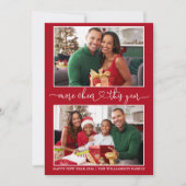 Kalligrafie Hart Meer Kerstmis Rood 2 Foto Feestdagenkaart (Voorkant)