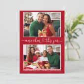 Kalligrafie Hart Meer Kerstmis Rood 2 Foto Feestdagenkaart (Staand voorkant)