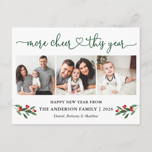 Kalligrafie Hart Meer Kerstvreugde Hulst 3 Foto Briefkaart (Voorkant)