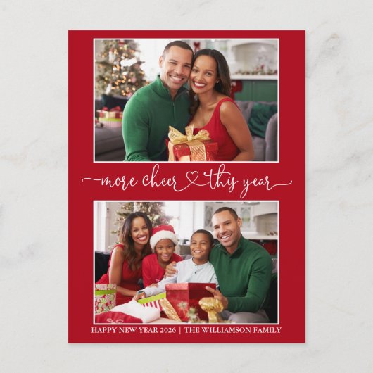 Kalligrafie Hart Meer Kiekjes Rood 2 Foto Vakantie Briefkaart (Voorkant)