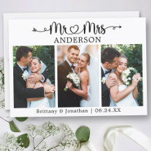 Kalligrafie Hart Meneer en Mevrouw 3 Foto Huwelijk