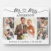 Kalligrafie Hart Meneer en Mevrouw 5 Foto Huwelijk Fotoplaat (Voorkant)