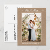 Kalligrafie Hart Meneer Mevrouw Foto Kraft Bedankt Briefkaart (Voorkant / Achterkant)