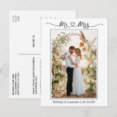 Kalligrafie Hart Meneer Mevrouw Huwelijksfoto Beda Briefkaart (Voorkant / Achterkant)