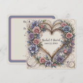 Kalligrafie hart met bruiloft Rozen Kaart (Voorkant / Achterkant)