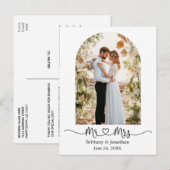 Kalligrafie Hart Mijnheer Mevrouw Boog Bruiloft Be Briefkaart (Voorkant / Achterkant)