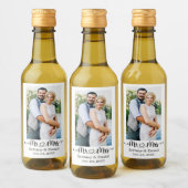 Kalligrafie Hart Mr. en Mrs. Wedding Mini Wijn Etiket (Flessen)