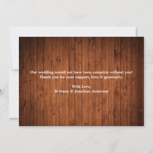 Kalligrafie Hart Mr. Mrs. 2 Foto Trouwhout Bedankkaart (Achterkant)