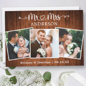 Kalligrafie Hart Mr. Mrs. 3 Foto's Huwelijkshout Bedankkaart