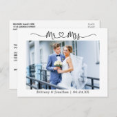 Kalligrafie Hart Mr. Mrs Wedding Dank u Foto Briefkaart (Voorkant / Achterkant)