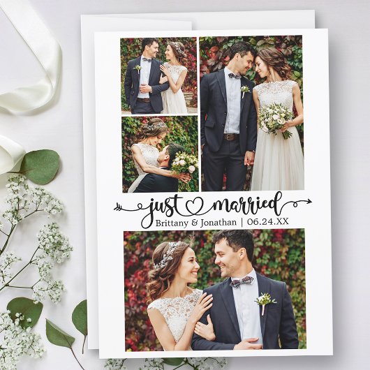 Kalligrafie Hart Net Getrouwd 4 Foto Huwelijk Aankondiging