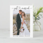 Kalligrafie hart net getrouwd foto bruiloft aankondiging (Staand voorkant)