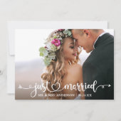 Kalligrafie Hart Net Getrouwd Trouwfoto Aankondiging (Voorkant)