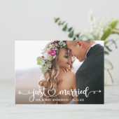 Kalligrafie Hart Net Getrouwd Trouwfoto Aankondiging (Staand voorkant)