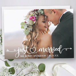 Kalligrafie Hart Net Getrouwd Trouwfoto Aankondiging