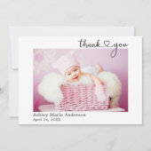 Kalligrafie Hart Nieuwe Baby 4 Foto Bedankkaart (Voorkant)