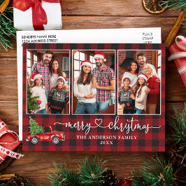 Kalligrafie Hart Plaid 3 Foto Kerst Truck Briefkaart