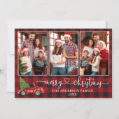 Kalligrafie Hart Plaid 3 Foto Kerst Truck Feestdagenkaart (Voorkant)