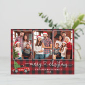 Kalligrafie Hart Plaid 3 Foto Kerst Truck Feestdagenkaart (Staand voorkant)