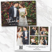 Kalligrafie hart QR code 6 foto bruiloft Bedankkaart