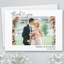 Kalligrafie Hart Script Wedding Foto Bedankkaart
