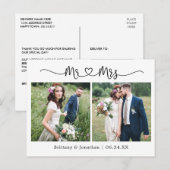Kalligrafie Hart Trouw 2 Foto Bedankt Briefkaart (Voorkant / Achterkant)
