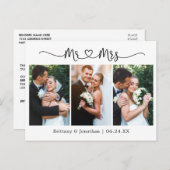 Kalligrafie Hart Trouw 3 Foto Bedankt Briefkaart (Voorkant / Achterkant)