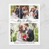 Kalligrafie Hart Trouw Dank Je 4 Foto Briefkaart (Voorkant)