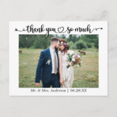 Kalligrafie Hart Trouwfoto Heel erg bedankt Briefkaart (Voorkant)