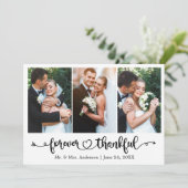 Kalligrafie Hart Voor Altijd Dankbaar 3 Foto Weddi Bedankkaart (Staand voorkant)