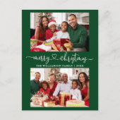 Kalligrafie Hart Vrolijk Kerstgroen 2 Foto Briefkaart (Voorkant)