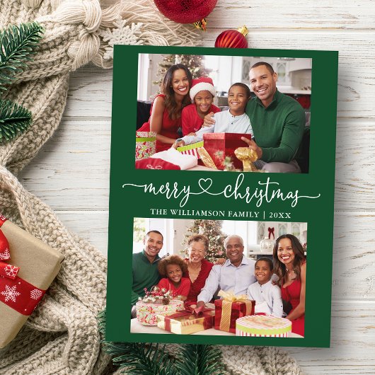 Kalligrafie Hart Vrolijk Kerstgroen 2 Foto Briefkaart