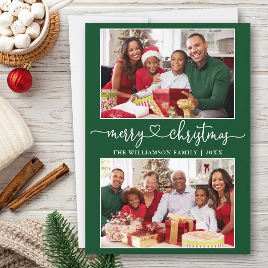 Kalligrafie Hart Vrolijk Kerstgroen 2 Foto Feestdagenkaart