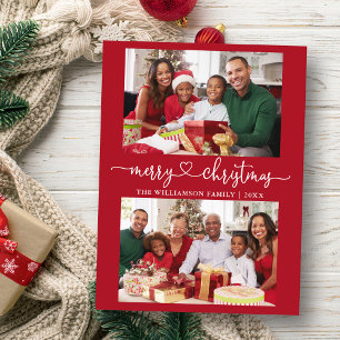 Kalligrafie Hart Vrolijk Kerstrood 2 Foto Briefkaart