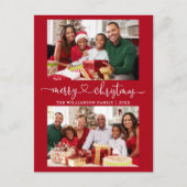 Kalligrafie Hart Vrolijk Kerstrood 2 Foto Briefkaart (Voorkant)