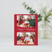 Kalligrafie Hart Vrolijk Kerstrood 2 Foto Briefkaart (Staand voorkant)