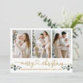 Kalligrafie Hart Waterverf Eucalyptus Kerst Feestdagenkaart (Staand voorkant)