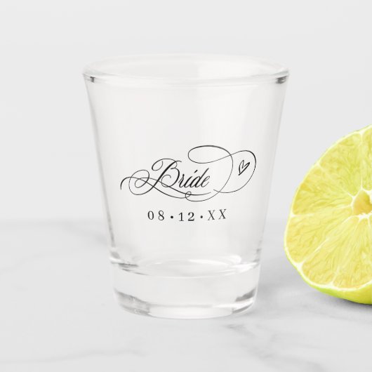 Kalligrafie Harten Bruid ID1025 Shot Glas (Voorkant)