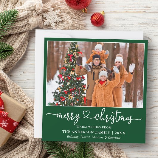 Kalligrafie Hartschrift Christmas Square Green Feestdagenkaart