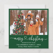 Kalligrafie Hartschrift Christmas Square Green Feestdagenkaart (Voorkant)