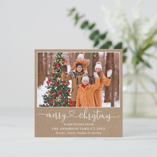 Kalligrafie Hartschrift Kerst Kraft Square Feestdagenkaart (Staand voorkant)