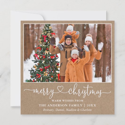 Kalligrafie Hartschrift Kerst Kraft Square Feestdagenkaart (Voorkant)