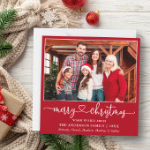 Kalligrafie Hartschrift Kerstvierkant Rood Feestdagenkaart