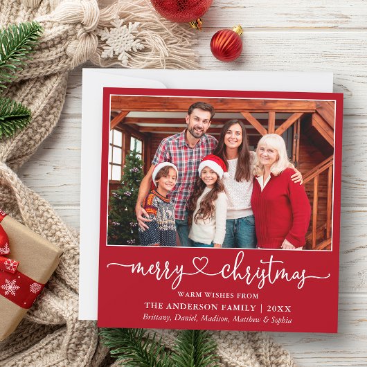 Kalligrafie Hartschrift Kerstvierkant Rood Feestdagenkaart