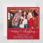 Kalligrafie Hartschrift Kerstvierkant Rood Feestdagenkaart (Voorkant)