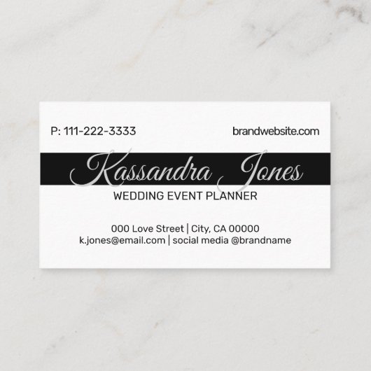 Kalligrafie Hartvorm Zwart-wit Initialen Visitekaartje (Achterkant)