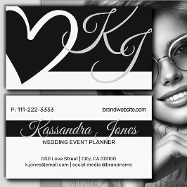 Kalligrafie Hartvorm Zwart-wit Initialen Visitekaartje