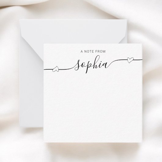 Kalligrafie Heart Girly White Notitiekaartje