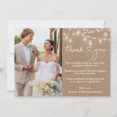 Kalligrafie Heart Jar Lights Wedding Kraft Bedankkaart (Voorkant)